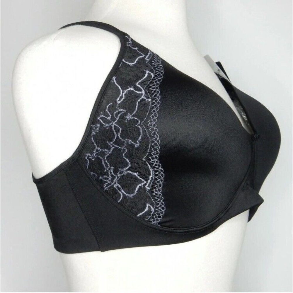 Bali Womens 40DD Black Lace Wirefree Bra 6546 Smooth U Lace Convertible NWOT